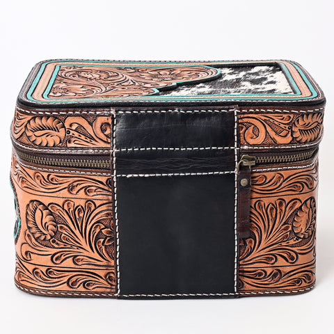 American Darling Hand Tooled Leather Hair-On Cowhide Jewelry Case