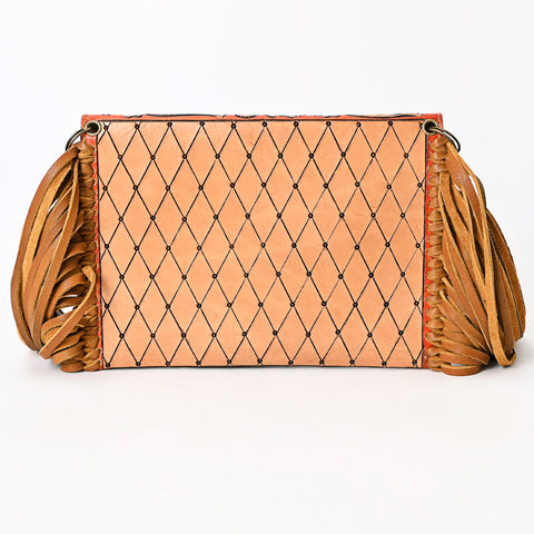 American Darling Hand Tooled Leather Envelope Bag with Western Fringe