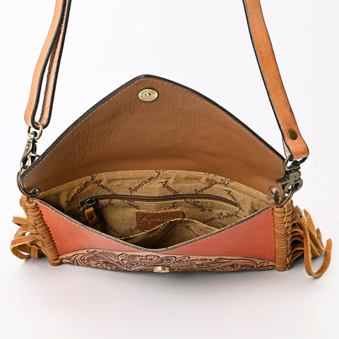 American Darling Hand Tooled Leather Envelope Bag with Western Fringe