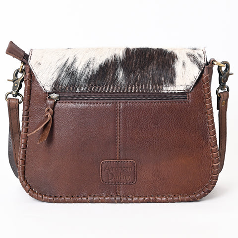 American Darling Buck Stitched Hair-On Cowhide Hand Tooled Leather Small Cross body Bag