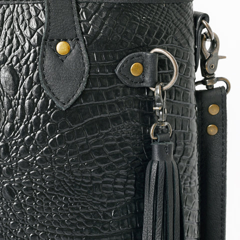 ADBG1180B American Darling Crocodile Embossed Leather Tote -Western Tassel Handbag