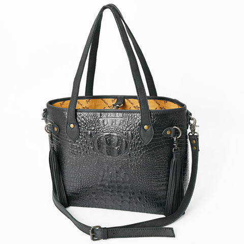 American Darling Crocodile Embossed Leather Tote -Western Tassel Handbag