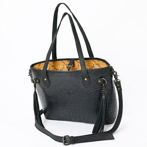 American Darling Crocodile Embossed Leather Tote -Western Tassel Handbag