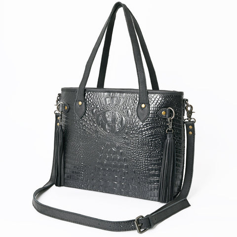 American Darling Crocodile Embossed Leather Tote -Western Tassel Handbag