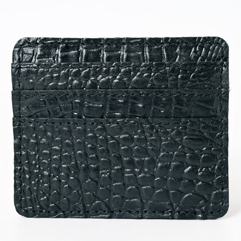 American Darling Crocodile Embossed Leather Card Holder -Slim Western Wallet