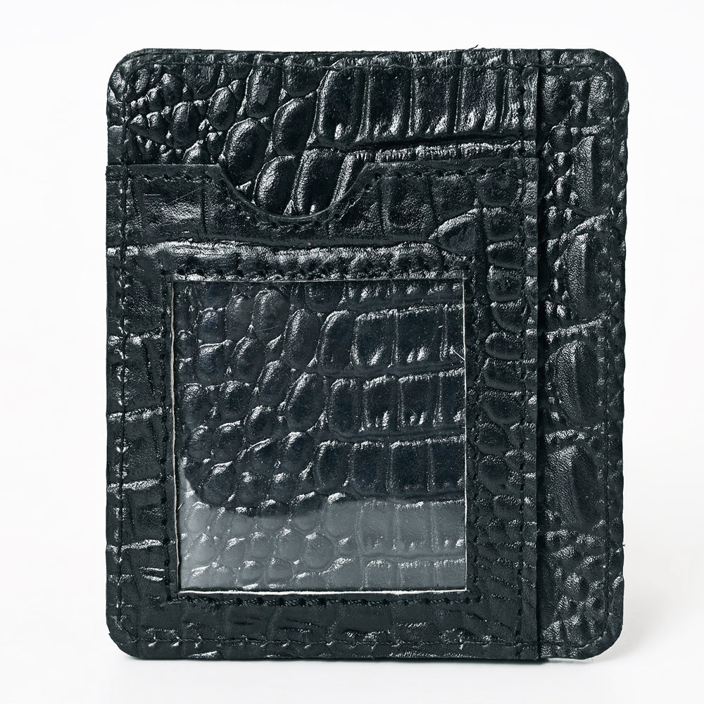 American Darling Crocodile Embossed Leather Card Holder | Slim Western Wallet