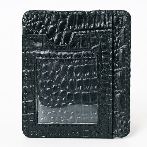 American Darling Crocodile Embossed Leather Card Holder -Slim Western Wallet