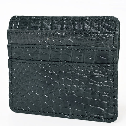American Darling Crocodile Embossed Leather Card Holder -Slim Western Wallet