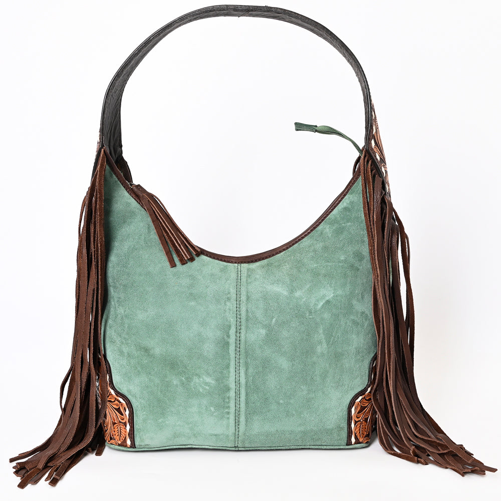 ADBGA371 Hobo Genuine Western Leather Bag for Women with Fringe & Tooled Strap