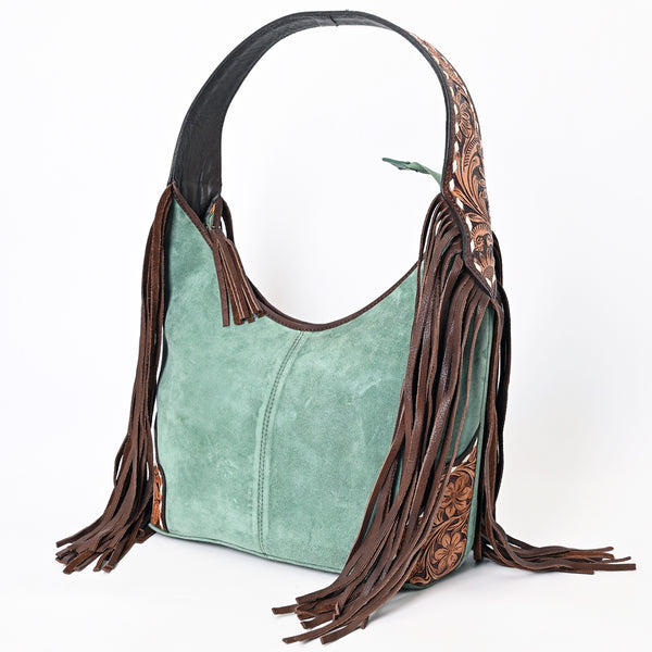ADBGA371 Hobo Genuine Western Leather Bag for Women with Fringe & Tooled Strap