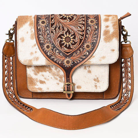 American Darling Floral Tooled Leather Cowhide Western Messenger Bag