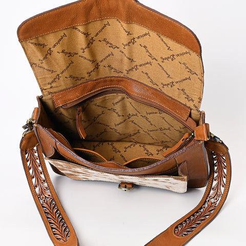 American Darling Floral Tooled Leather Cowhide Western Messenger Bag