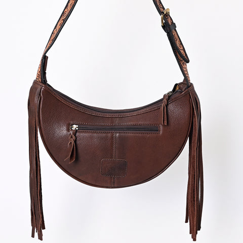 American Darling Handcrafted Hair on Hide Fringe Hobo Western Tooled Leather Bag