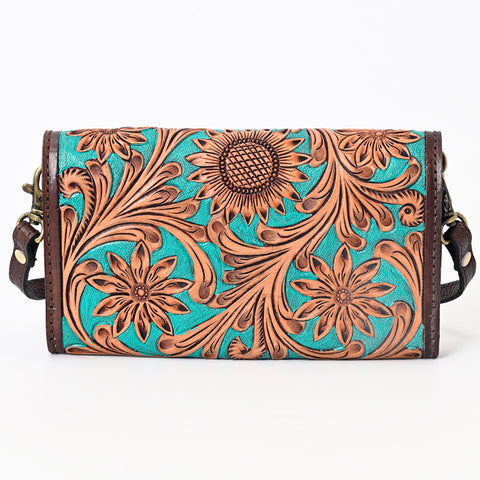 American Darling Turquoise Hand-Tooled Leather Envelope Bag Genuine Western Style