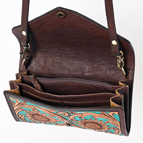 American Darling Turquoise Hand-Tooled Leather Envelope Bag Genuine Western Style