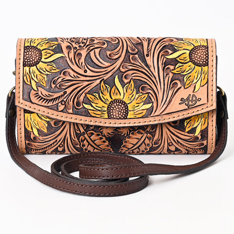 American Darling Hand Tooled Floral Carved Genuine Leather Small Cross body Bag