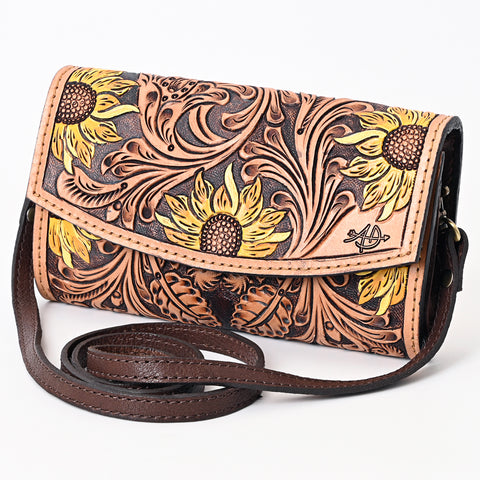 American Darling Hand Tooled Floral Carved Genuine Leather Small Cross body Bag