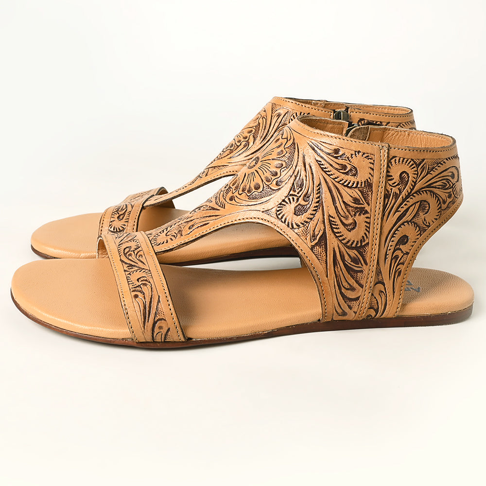 LC-ADFT141A carved genuine leather sandal footwear flip flop