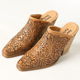 LC-ADFT163 Hand Tooled Genuine Western Leather Mule Sliper Loafer