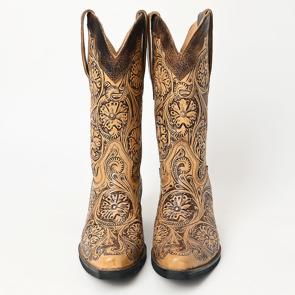 LC-ADFT166 Hand Tooled Genuine Western Leather Long Boot