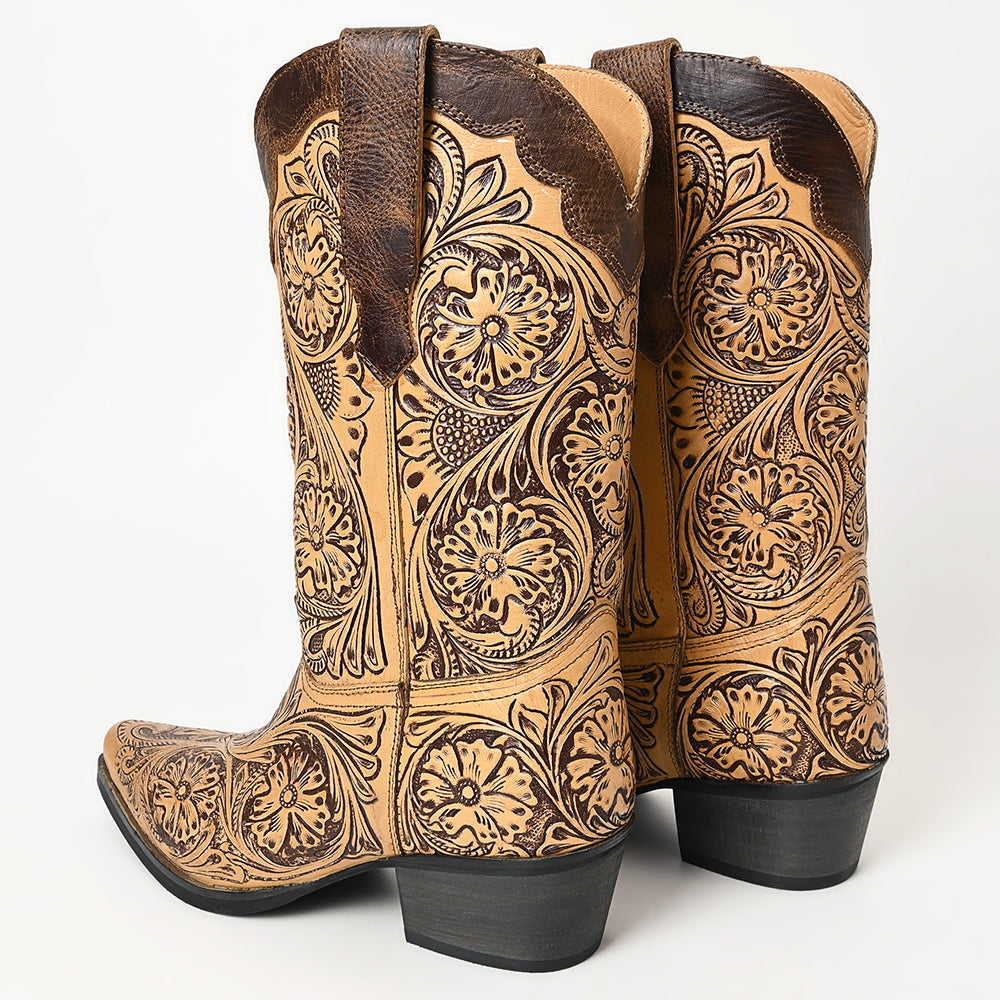 LC-ADFT166 Hand Tooled Genuine Western Leather Long Boot