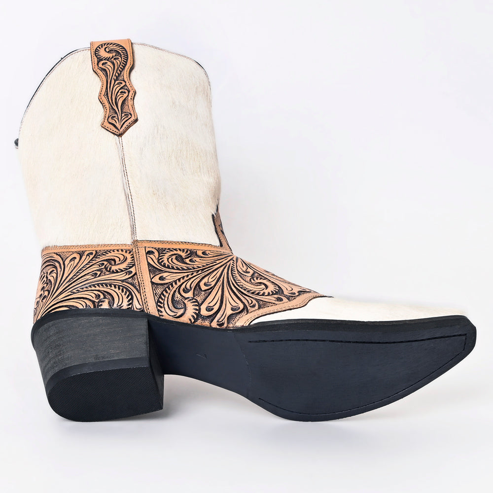 LC-ADFT166B Hand Tooled Hair On Genuine Western Leather Long Boot