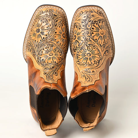 LC-ADFT169 Hand Tooled Genuine Western Leather Riding Ankle Boot