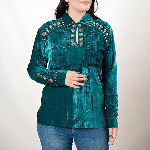ADSH036 Fabric Women Shirt Dress Tunic Ladies Girl Top