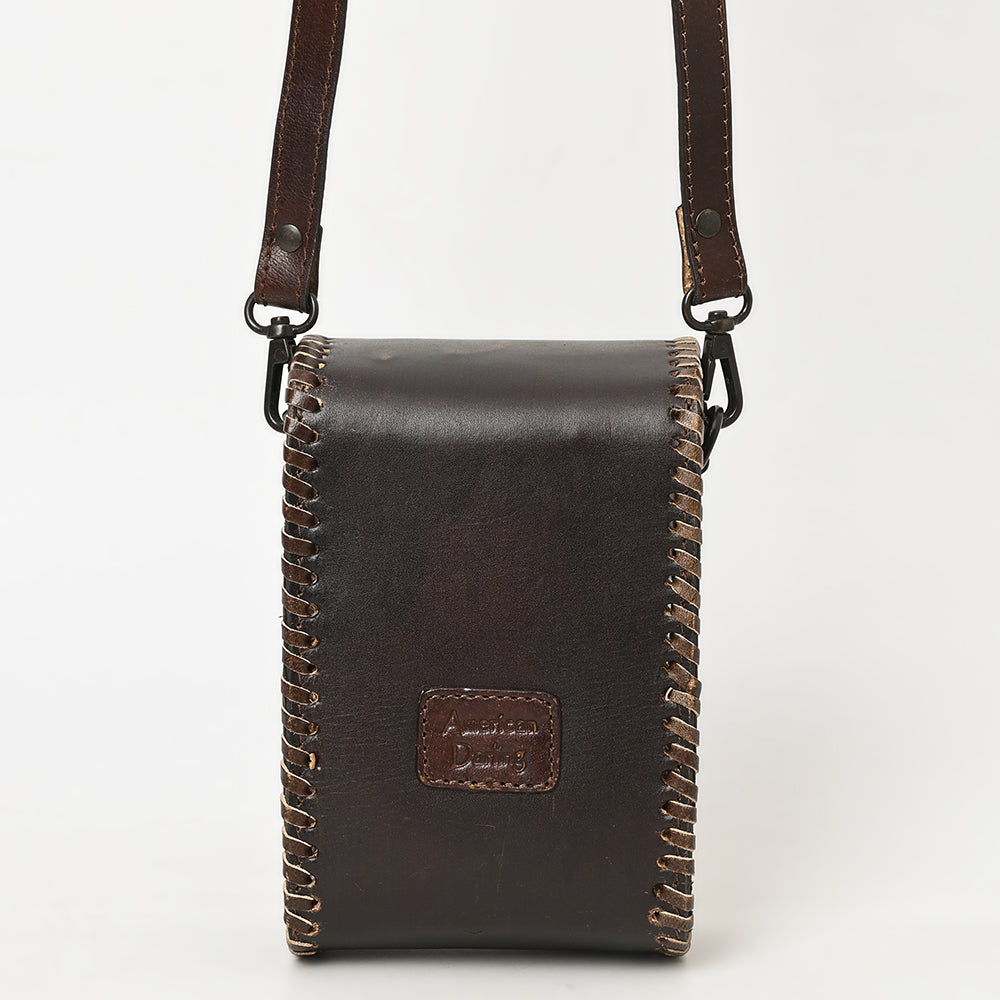 ADBGZ750 Hand Tooled Leather Phone Cellphone Holder - Western Floral Sling Bag