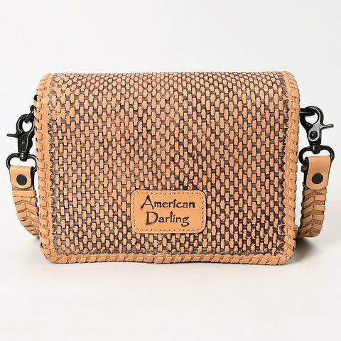 ADBGZ751 Hand Tooled Leather Crossbody Bag - Western Floral Whipstitch Sling