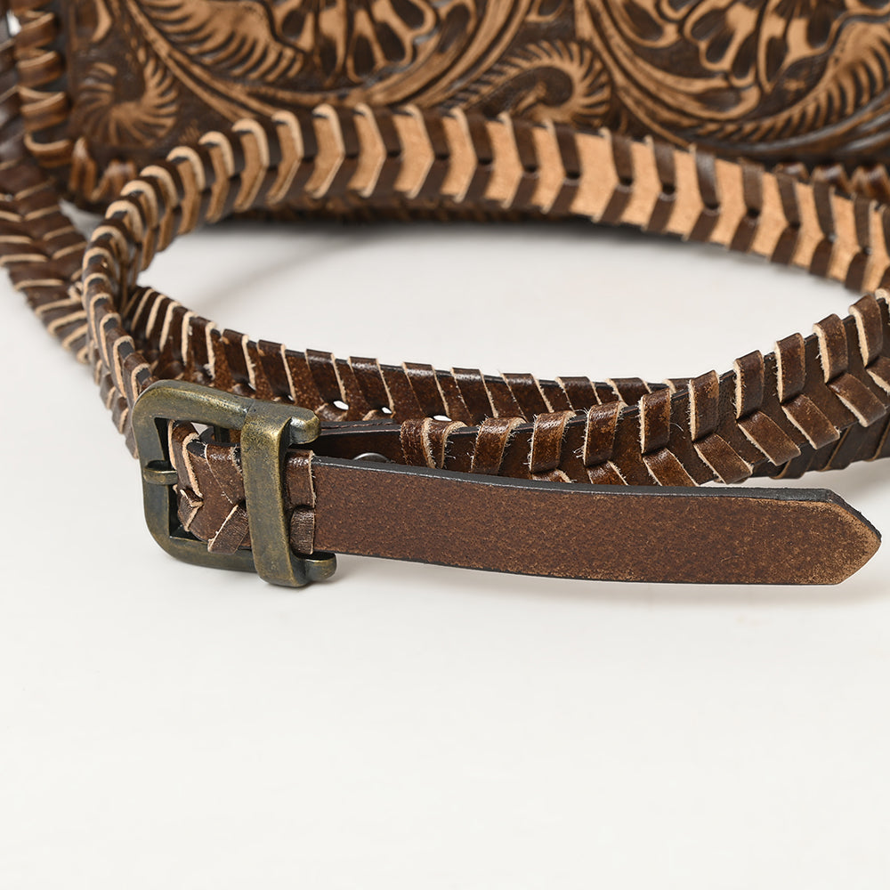 ADBGZ751 Hand Tooled Leather Crossbody Bag - Western Floral Whipstitch Sling