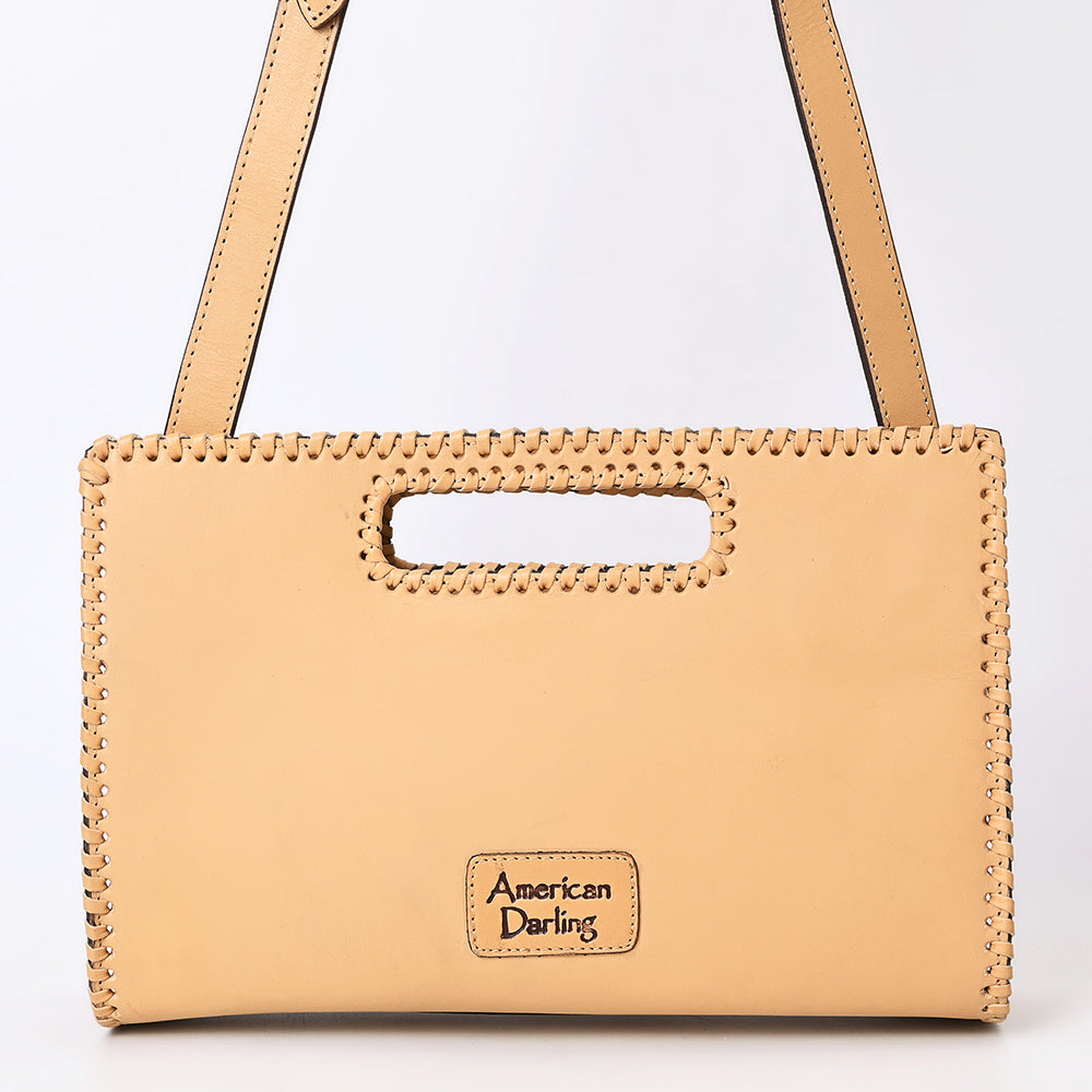 ADBGZ755 Hand Tooled Leather Clutch Wallet - Western Floral Cutout Handle Purse