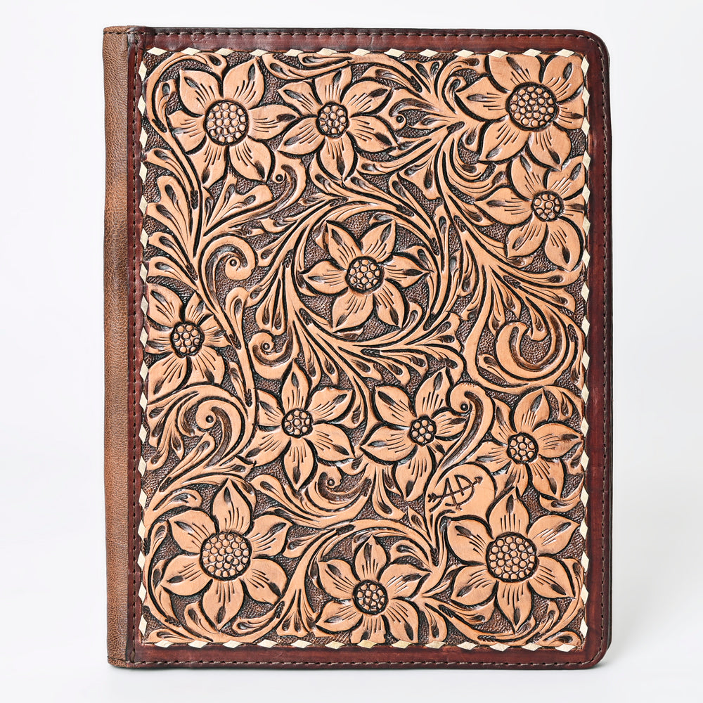 ADBG1184 Hand-Tooled Leather Journal Cover - Floral Tooled Western Notebook Sleeve by American Darling
