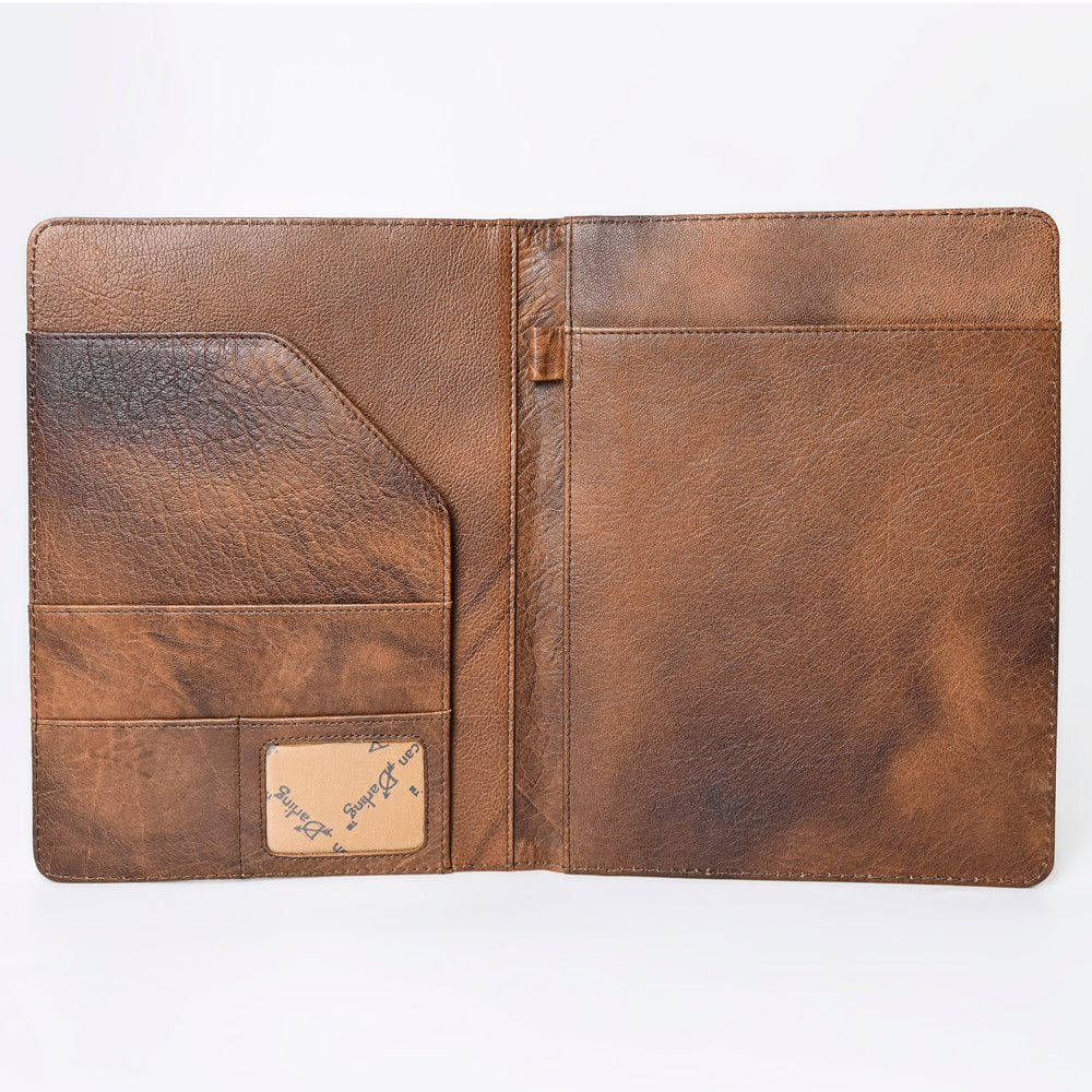 ADBG1184 Hand-Tooled Leather Journal Cover - Floral Tooled Western Notebook Sleeve by American Darling