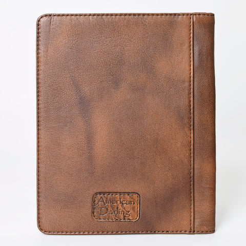 American Darling Hand Tooled Leather Portfolio Bag -Floral Carved Tablet Sleeve