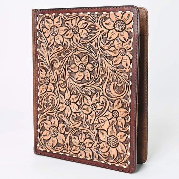 ADBG1184 Hand-Tooled Leather Journal Cover - Floral Tooled Western Notebook Sleeve by American Darling