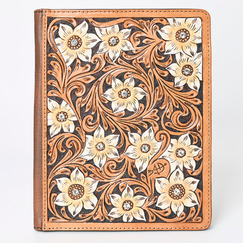 American Darling Floral Tooled Leather Portfolio Bag -Western Tablet Sleeve