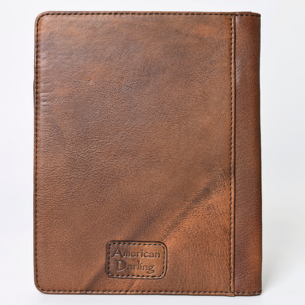 ADBG1185 Western Portfolio Bag Genuine Leather with Floral Hand Tooled Carving Women Bag