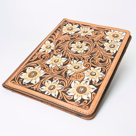 American Darling Floral Tooled Leather Portfolio Bag -Western Tablet Sleeve