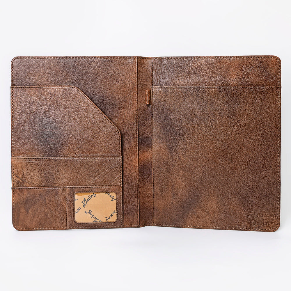 ADBG1185 Western Portfolio Bag Genuine Leather with Floral Hand Tooled Carving Women Bag