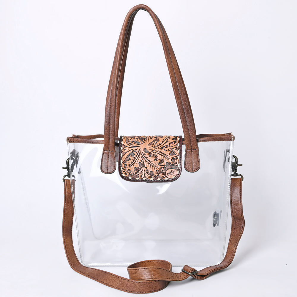 American Darling Floral Tooled Leather Clear Bag | Western Stadium Tote