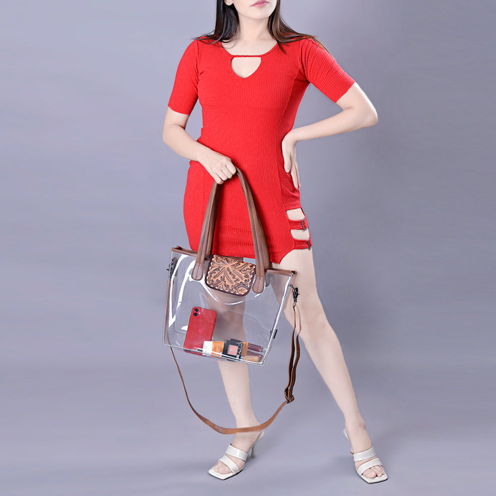 American Darling Floral Tooled Leather Clear Bag | Western Stadium Tote