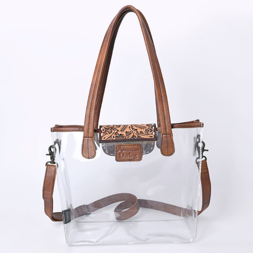 American Darling Floral Tooled Leather Clear Bag | Western Stadium Tote