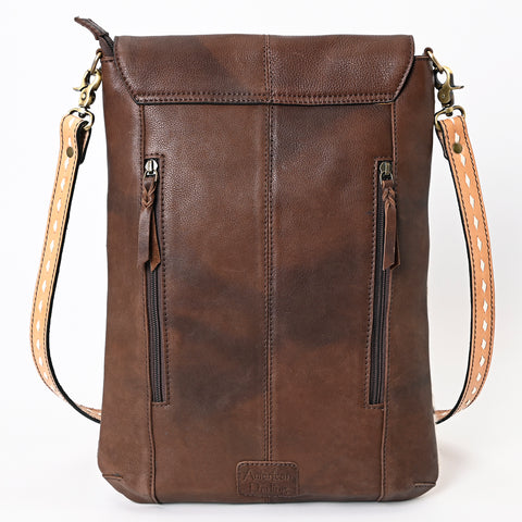 American Darling Hair-On Cowhide Hand Tooled Genuine Leather Messenger Bag
