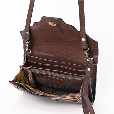 American Darling Hand Tooled Floral Carved Genuine Leather Small Cross body Bag