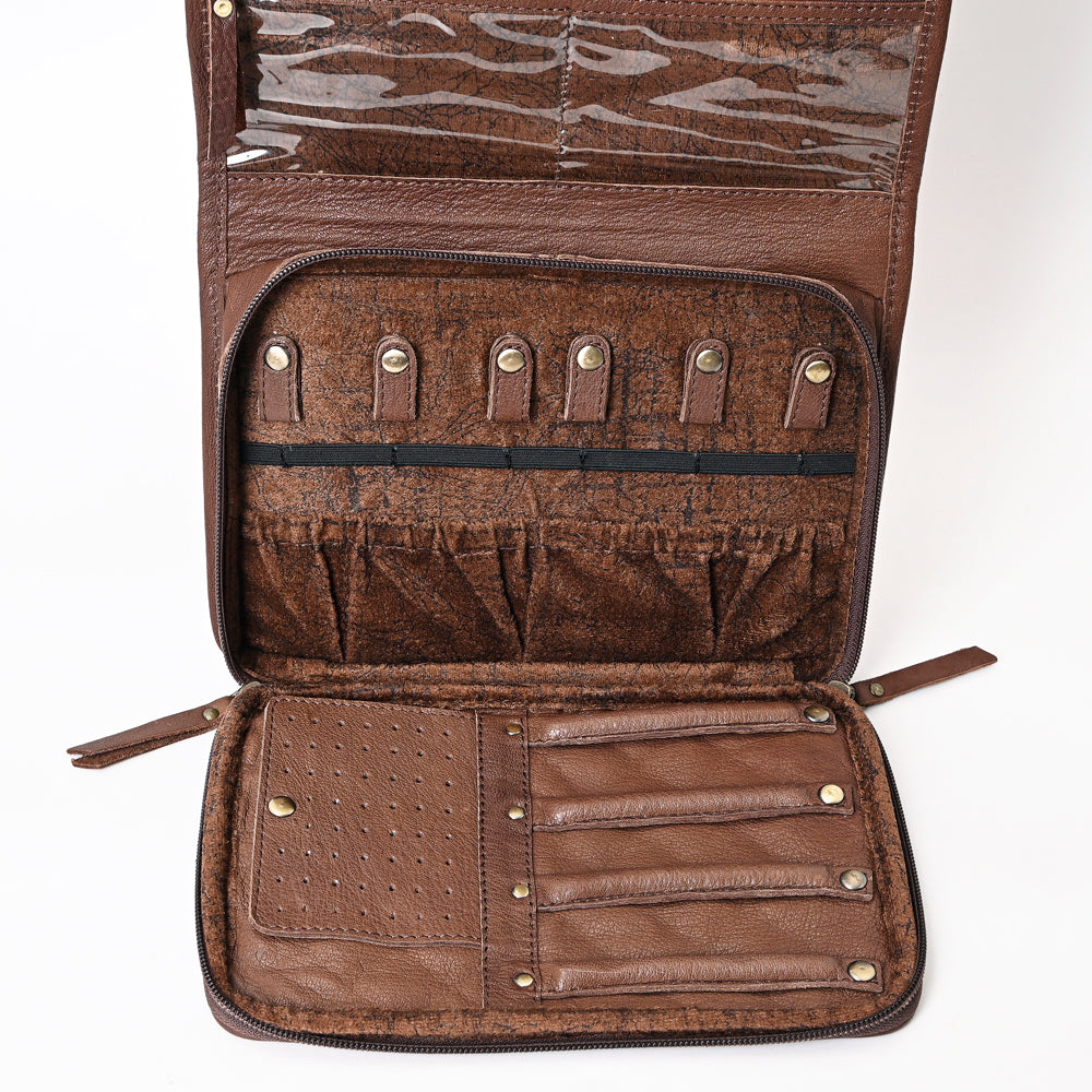 ADBGA395 Hair-On Cowhide Mini Bible Tote with Tooled Leather Cross Patch