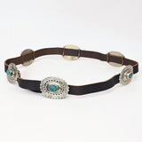 ADBLA105 Turquoise Concho Western Leather Belt with Silver Accents