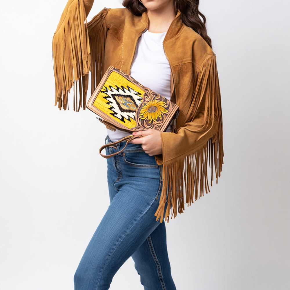 American Darling Western Organizer Bag Hand Tooled Leather Saddle Blanket