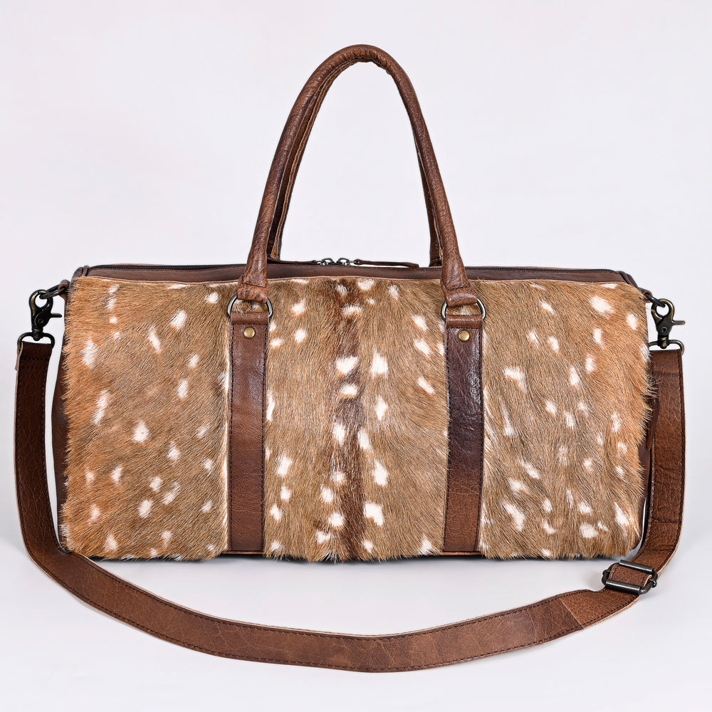 ADBGS174 Axis Hair-On Hide & Leather Duffle Bag - Western Exotic Travel Weekender