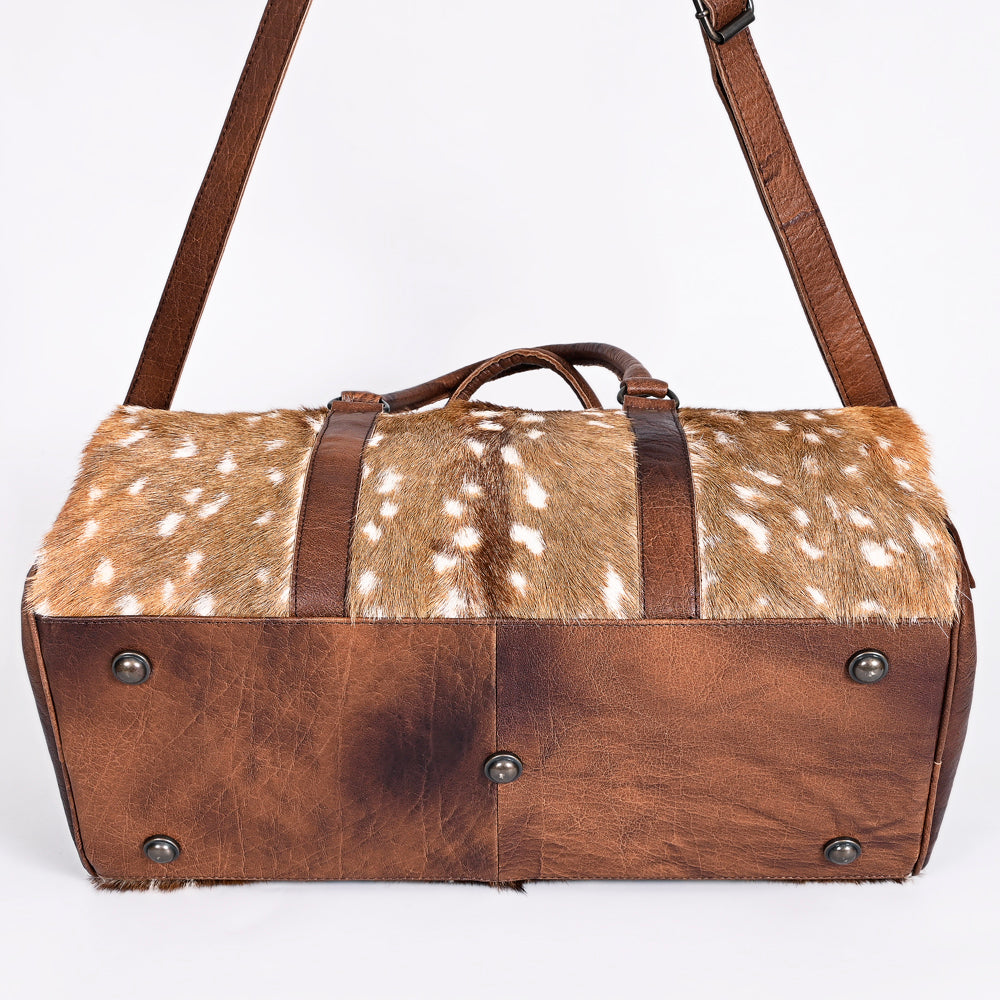 ADBGS174 Axis Hair-On Hide & Leather Duffle Bag - Western Exotic Travel Weekender